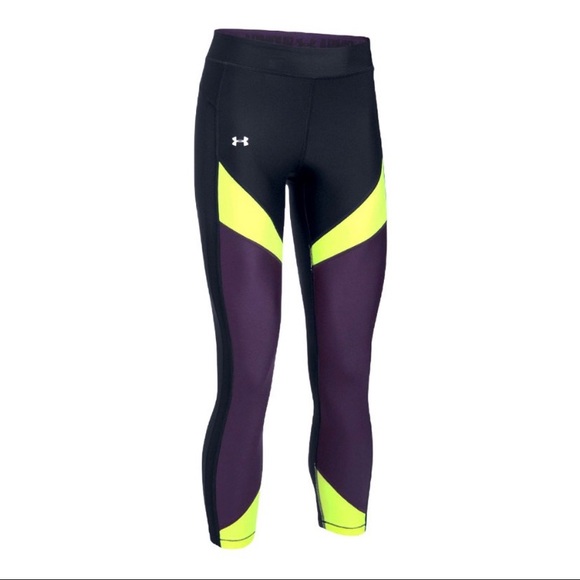 Under Armour Heat Gear Colorblock Cropped Athletic Leggings, Size Small* - Picture 1 of 15